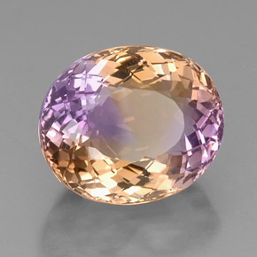 16.82캐럿 천연 바이컬러 아메트린, 타원형 컷, 17.3×14.5 mm, VVS-VS