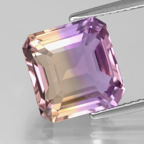 5.01캐럿 천연 바이컬러 아메트린, 에메랄드 컷, 10.5×10.1 mm, VVS-VS