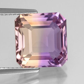 5.01캐럿 천연 바이컬러 아메트린, 에메랄드 컷, 10.5×10.1 mm, VVS-VS