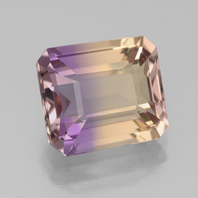 3.45캐럿 천연 바이컬러 아메트린, 에메랄드 컷, 9.9×8.7 mm, VVS-VS