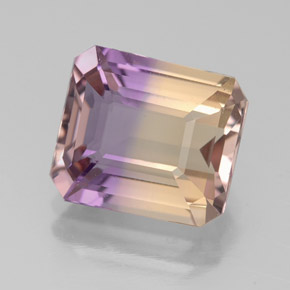 3.45캐럿 천연 바이컬러 아메트린, 에메랄드 컷, 9.9×8.7 mm, VVS-VS
