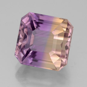 5.43캐럿 천연 바이컬러 아메트린, 에메랄드 컷, 10.1×10 mm, VVS-VS