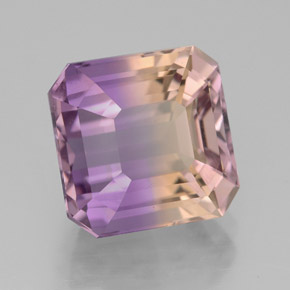 5.43캐럿 천연 바이컬러 아메트린, 에메랄드 컷, 10.1×10 mm, VVS-VS