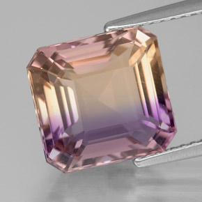5.61캐럿 천연 바이컬러 아메트린, 에메랄드 컷, 10.9×10.5 mm, VVS