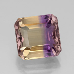 4.86캐럿 천연 바이컬러 아메트린, 에메랄드 컷, 10.1×9.8 mm, VS