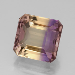 4.86캐럿 천연 바이컬러 아메트린, 에메랄드 컷, 10.1×9.8 mm, VS
