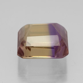 4.86캐럿 천연 바이컬러 아메트린, 에메랄드 컷, 10.1×9.8 mm, VS