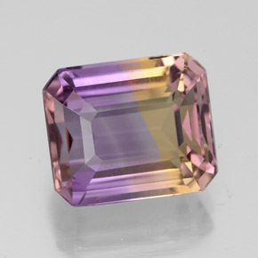 5.30캐럿 천연 바이컬러 아메트린, 에메랄드 컷, 10.9×9.2 mm, VVS-VS