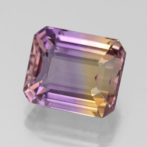 5.30캐럿 천연 바이컬러 아메트린, 에메랄드 컷, 10.9×9.2 mm, VVS-VS
