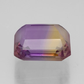 5.30캐럿 천연 바이컬러 아메트린, 에메랄드 컷, 10.9×9.2 mm, VVS-VS