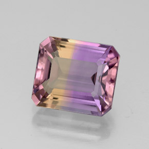3.03캐럿 천연 바이컬러 아메트린, 에메랄드 컷, 9.4×8.3 mm, VS