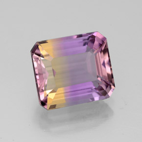 3.03캐럿 천연 바이컬러 아메트린, 에메랄드 컷, 9.4×8.3 mm, VS