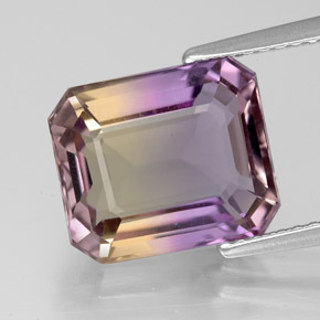 4.60캐럿 천연 바이컬러 아메트린, 에메랄드 컷, 11.1×9.6 mm, VVS-VS