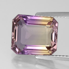 4.60캐럿 천연 바이컬러 아메트린, 에메랄드 컷, 11.1×9.6 mm, VVS-VS