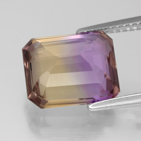 4.60캐럿 천연 바이컬러 아메트린, 에메랄드 컷, 11.1×9.6 mm, VVS-VS