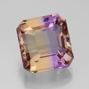 5.07캐럿 천연 바이컬러 아메트린, 에메랄드 컷, 10.5×9.9 mm, VVS