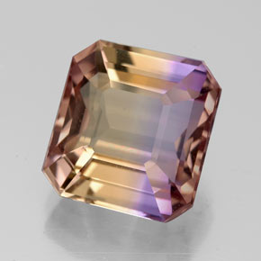 5.07캐럿 천연 바이컬러 아메트린, 에메랄드 컷, 10.5×9.9 mm, VVS