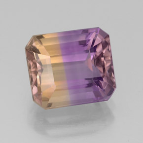 3.38캐럿 천연 바이컬러 아메트린, 에메랄드 컷, 9.5×8.3 mm, VS