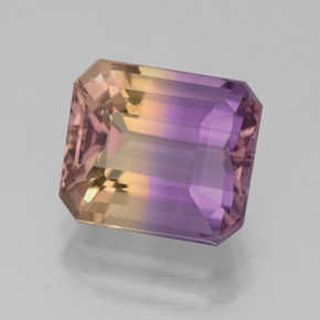 3.38캐럿 천연 바이컬러 아메트린, 에메랄드 컷, 9.5×8.3 mm, VS