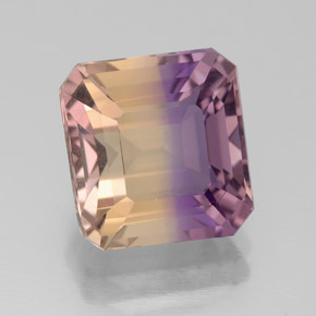 3.84캐럿 천연 바이컬러 아메트린, 에메랄드 컷, 9.5×9.1 mm, VVS-VS
