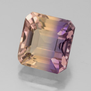 3.84캐럿 천연 바이컬러 아메트린, 에메랄드 컷, 9.5×9.1 mm, VVS-VS