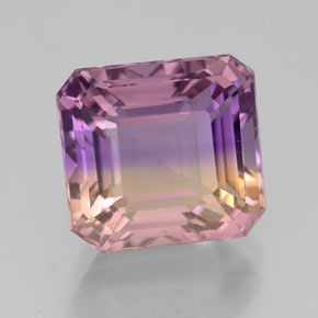 4.78캐럿 천연 바이컬러 아메트린, 에메랄드 컷, 10.3×9.5 mm, VS