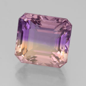 4.78캐럿 천연 바이컬러 아메트린, 에메랄드 컷, 10.3×9.5 mm, VS