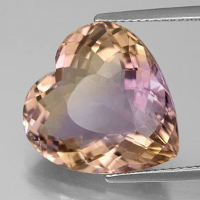 12.34캐럿 천연 바이컬러 아메트린, 하트 모양, 16.3×15.7 mm, VS