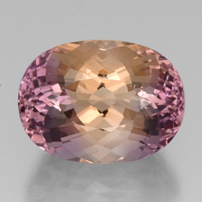 19.41캐럿 천연 바이컬러 아메트린, 타원형 컷, 19.7×14.6 mm, VVS