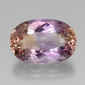 12.46캐럿 천연 바이컬러 아메트린, 타원형 컷, 18.8×12.7 mm, VVS