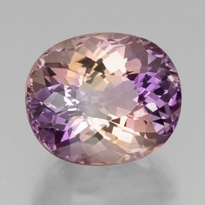 14.07캐럿 천연 바이컬러 아메트린, 타원형 컷, 16.6×13.9 mm, VVS