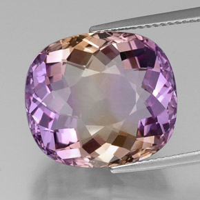 16.02캐럿 천연 바이컬러 아메트린, 쿠션 컷, 17.2×15.3 mm, IF