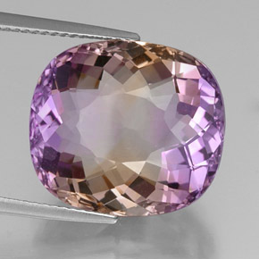 16.02캐럿 천연 바이컬러 아메트린, 쿠션 컷, 17.2×15.3 mm, IF