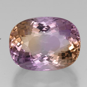 21.20캐럿 천연 바이컬러 아메트린, 타원형 컷, 19.6×14.6 mm, VVS