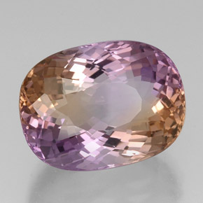 21.20캐럿 천연 바이컬러 아메트린, 타원형 컷, 19.6×14.6 mm, VVS