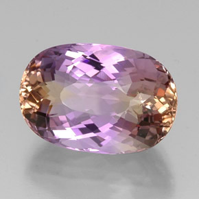 16.93캐럿 천연 바이컬러 아메트린, 타원형 컷, 19.2×13.2 mm, VS