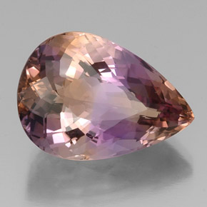 22.41캐럿 천연 바이컬러 아메트린, 배 모양, 22.9×16.1 mm, VVS