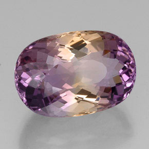 19.00캐럿 천연 바이컬러 아메트린, 타원형 컷, 19.7×13.6 mm, VVS
