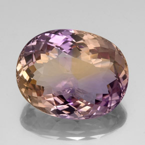 21.60캐럿 천연 바이컬러 아메트린, 타원형 컷, 20.7×16.4 mm, VVS