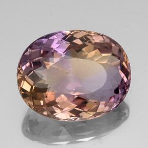 21.60캐럿 천연 바이컬러 아메트린, 타원형 컷, 20.7×16.4 mm, VVS