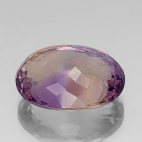 21.60캐럿 천연 바이컬러 아메트린, 타원형 컷, 20.7×16.4 mm, VVS