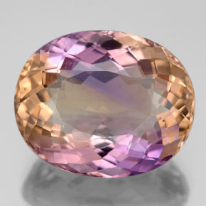 12.15캐럿 천연 바이컬러 아메트린, 타원형 컷, 16.8×13.7 mm, VS