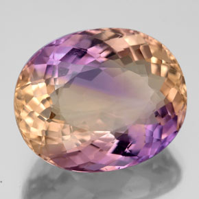 12.15캐럿 천연 바이컬러 아메트린, 타원형 컷, 16.8×13.7 mm, VS