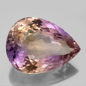 16.46캐럿 천연 바이컬러 아메트린, 배 모양, 20.4×15.4 mm, VVS
