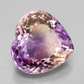 9.41캐럿 천연 바이컬러 아메트린, 하트 모양, 14.4×13.9 mm, VS