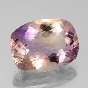 6.44캐럿 천연 바이컬러 아메트린, 쿠션 컷, 14.2×10.7 mm, VVS-VS