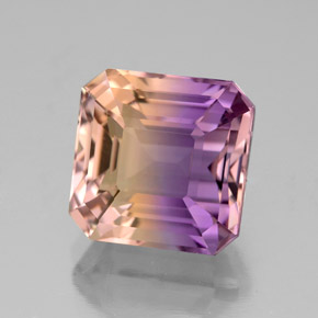 5.50캐럿 천연 바이컬러 아메트린, 에메랄드 컷, 10×9.9 mm, VVS