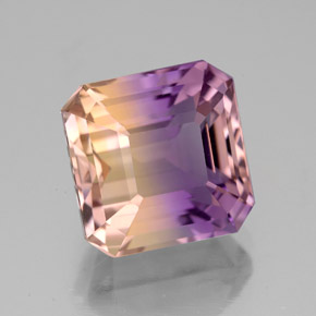 5.50캐럿 천연 바이컬러 아메트린, 에메랄드 컷, 10×9.9 mm, VVS