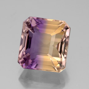 5.47캐럿 천연 바이컬러 아메트린, 에메랄드 컷, 10.4×9.6 mm, VS-SI