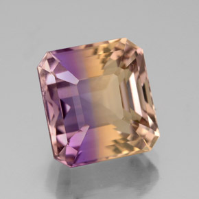 5.47캐럿 천연 바이컬러 아메트린, 에메랄드 컷, 10.4×9.6 mm, VS-SI